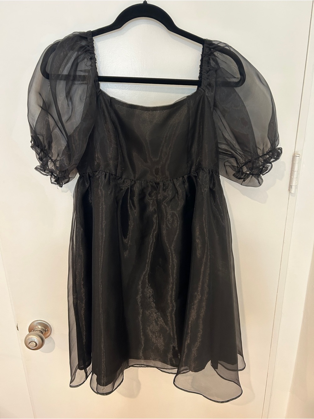 En Saison Black Textured Dress with Sheer Details